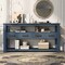 Navy Blue Long Console Table Sofa Table for Entryway with 4 Drawers and 2 Storage Shelves for Living Room Hallway Foyer Office